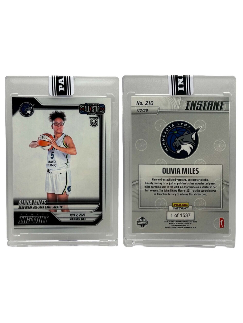 2026 Panini Instant WNBA #210 Olivia Miles Lynx All-Star Rookie Card (RC)